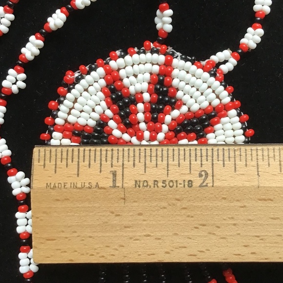 Vintage Native American Beaded Medallion Necklace Southwest Style Seed Leather - Picture 8 of 12